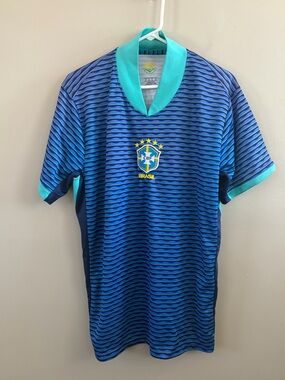 Brasil Para Todos - Brazil National Team Soccer Jersey Blue Yellow Size Men's XL